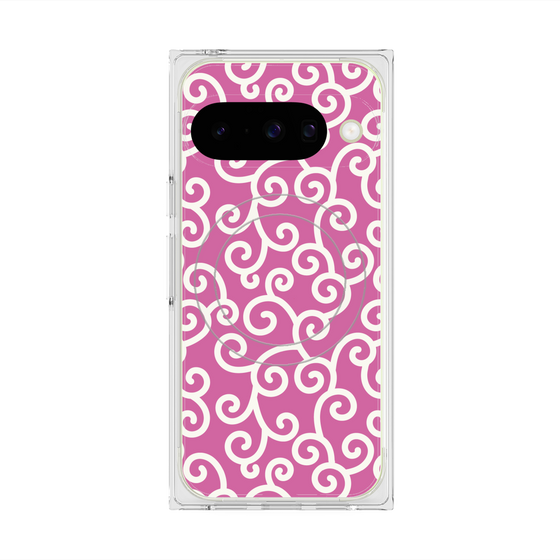 Premium Square Case with Pixelsnap［ Karakusa Pattern - Pink ］
