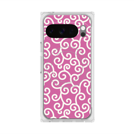 Premium Square Case with Pixelsnap［ Karakusa Pattern - Pink ］