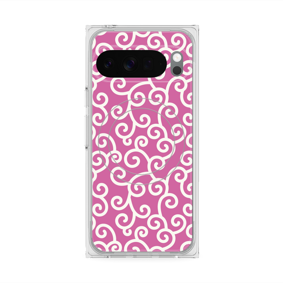 Premium Square Case with Pixelsnap［ Karakusa Pattern - Pink ］