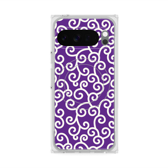 Premium Square Case with Pixelsnap［ Karakusa Pattern - Purple ］