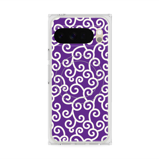 Premium Square Case with Pixelsnap［ Karakusa Pattern - Purple ］