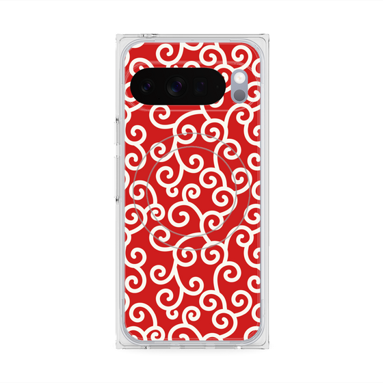 Premium Square Case with Pixelsnap［ Karakusa Pattern - Red ］