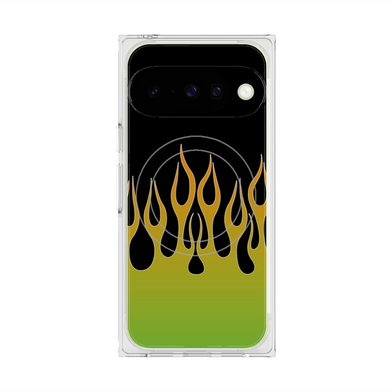 Premium Square Case with Pixelsnap［ Flame - Green ］