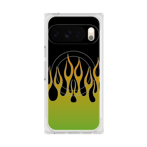 Premium Square Case with Pixelsnap［ Flame - Green ］