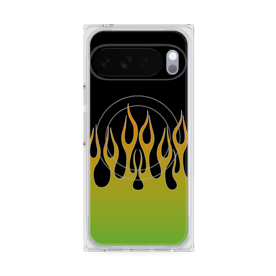 Premium Square Case with Pixelsnap［ Flame - Green ］