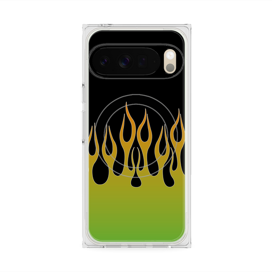 Premium Square Case with Pixelsnap［ Flame - Green ］