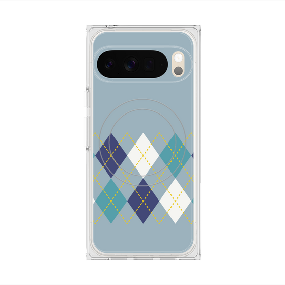 Premium Square Case with Pixelsnap［ Nordic Argyle - Blue ］
