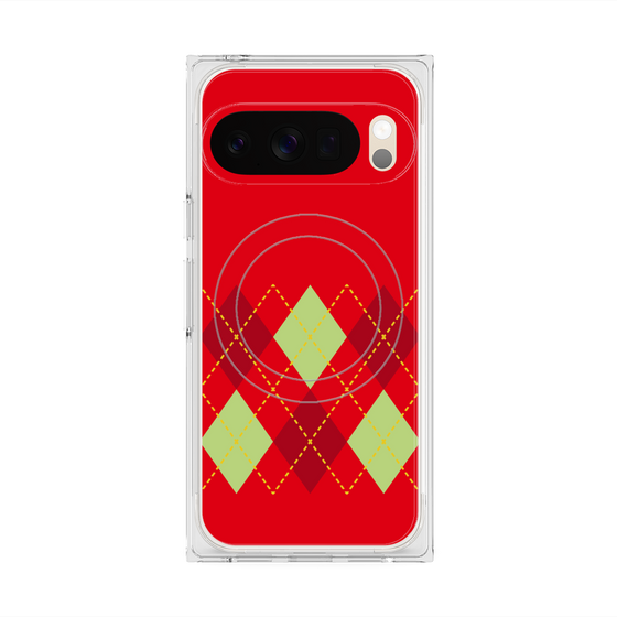 Premium Square Case with Pixelsnap［ Nordic Argyle - Red ］