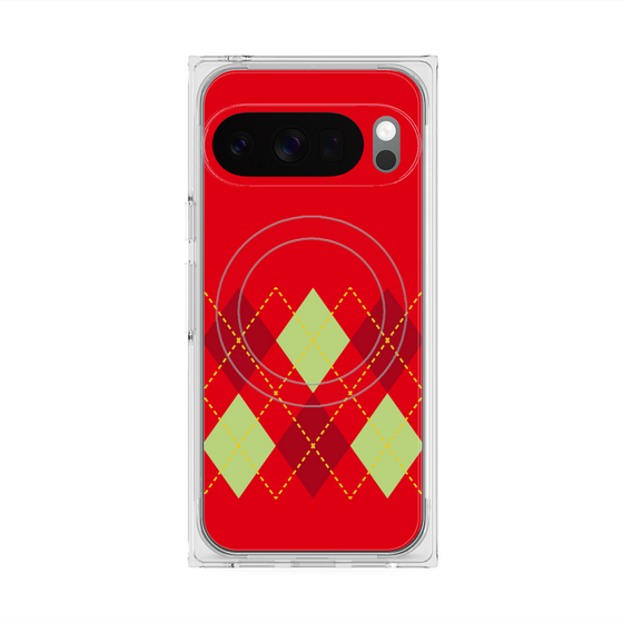 Premium Square Case with Pixelsnap［ Nordic Argyle - Red ］