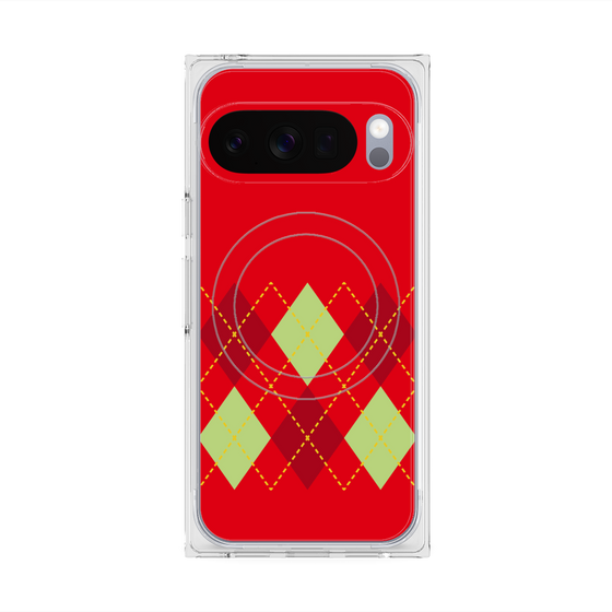 Premium Square Case with Pixelsnap［ Nordic Argyle - Red ］