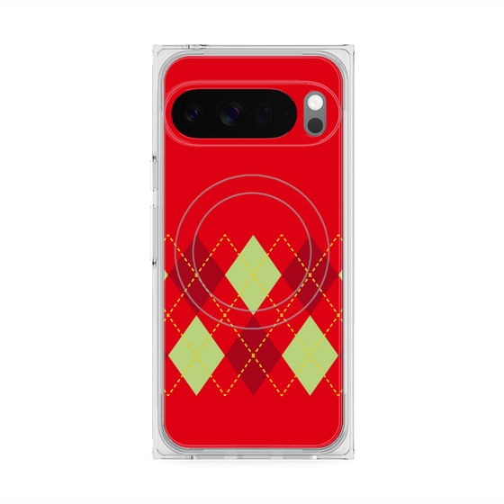 Premium Square Case with Pixelsnap［ Nordic Argyle - Red ］