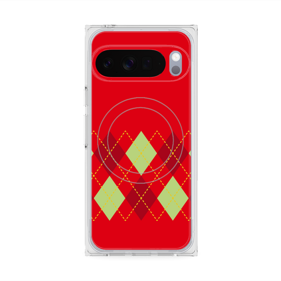 Premium Square Case with Pixelsnap［ Nordic Argyle - Red ］