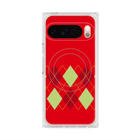 Premium Square Case with Pixelsnap［ Nordic Argyle - Red ］