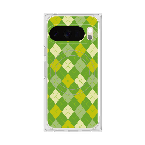 Premium Square Case with Pixelsnap［ Argyle - Green ］