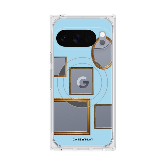 Premium Square Case with Pixelsnap［ Photo Frames - Light Blue ］