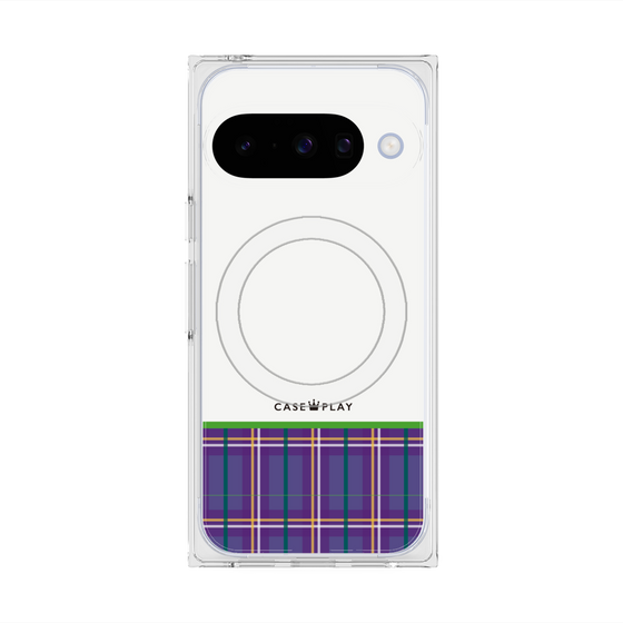 Premium Square Case with Pixelsnap［ CASEPLAY Tartan Check - Purple ］