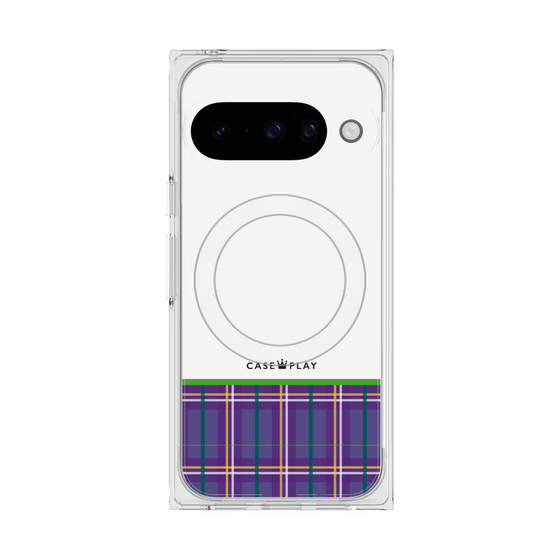 Premium Square Case with Pixelsnap［ CASEPLAY Tartan Check - Purple ］