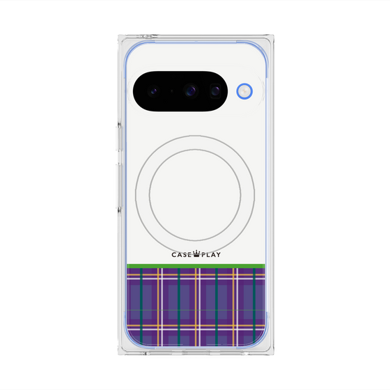 Premium Square Case with Pixelsnap［ CASEPLAY Tartan Check - Purple ］