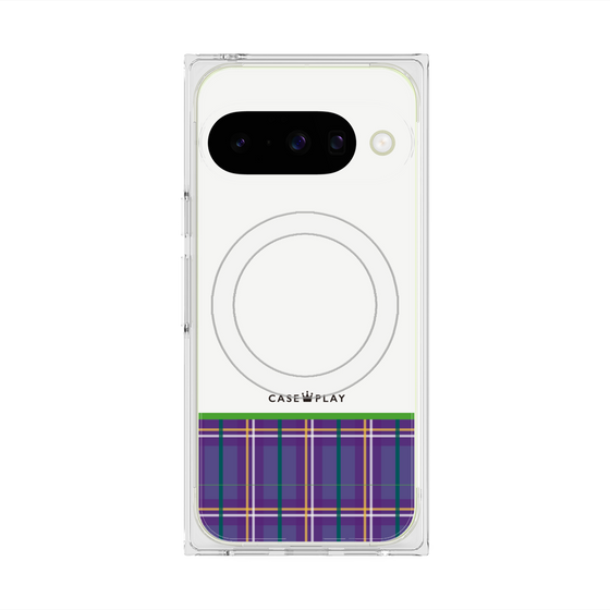 Premium Square Case with Pixelsnap［ CASEPLAY Tartan Check - Purple ］