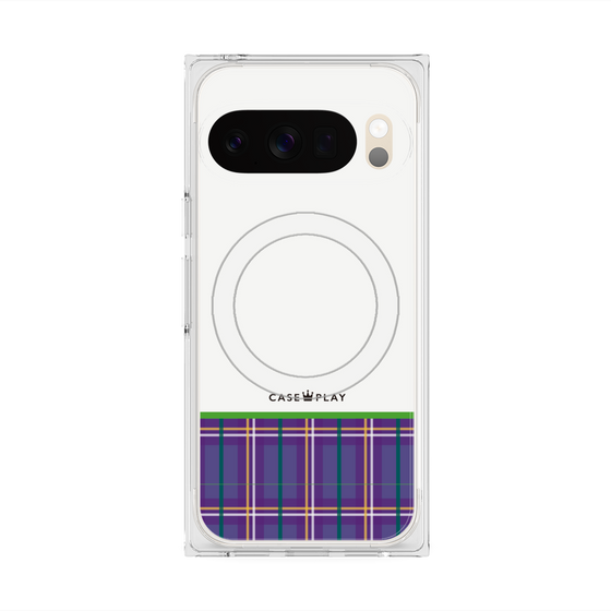 Premium Square Case with Pixelsnap［ CASEPLAY Tartan Check - Purple ］