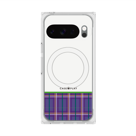 Premium Square Case with Pixelsnap［ CASEPLAY Tartan Check - Purple ］