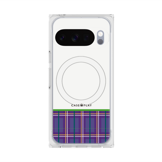 Premium Square Case with Pixelsnap［ CASEPLAY Tartan Check - Purple ］