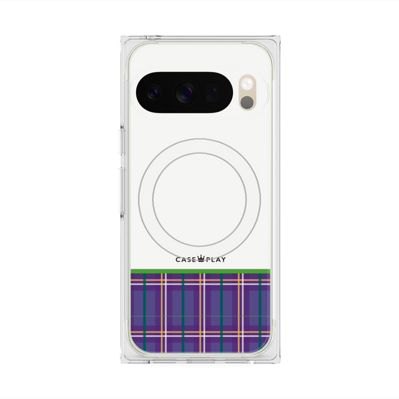 Premium Square Case with Pixelsnap［ CASEPLAY Tartan Check - Purple ］