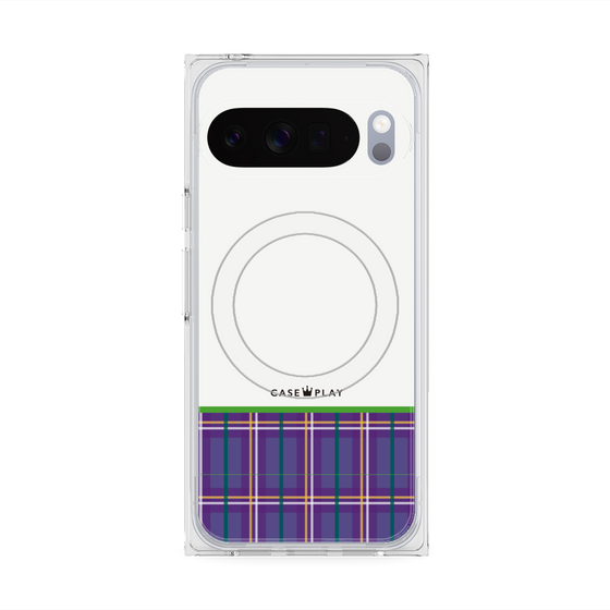 Premium Square Case with Pixelsnap［ CASEPLAY Tartan Check - Purple ］