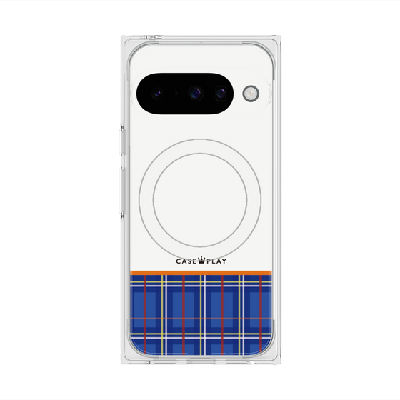 Premium Square Case with Pixelsnap［ CASEPLAY Tartan Check - Blue ］