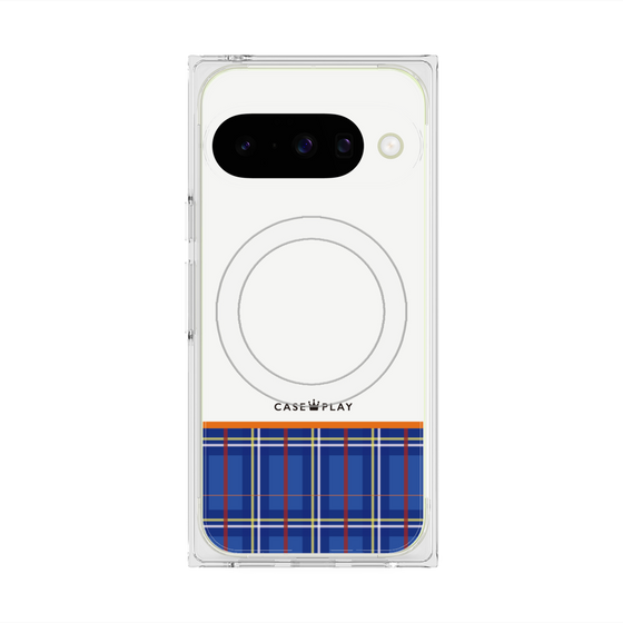 Premium Square Case with Pixelsnap［ CASEPLAY Tartan Check - Blue ］
