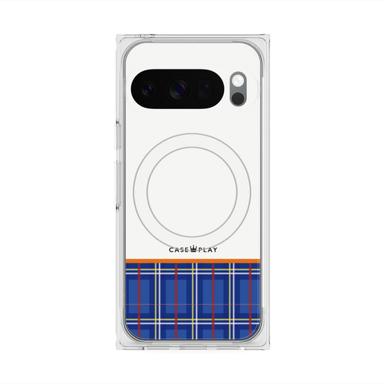 Premium Square Case with Pixelsnap［ CASEPLAY Tartan Check - Blue ］