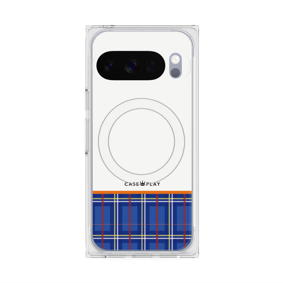 Premium Square Case with Pixelsnap［ CASEPLAY Tartan Check - Blue ］
