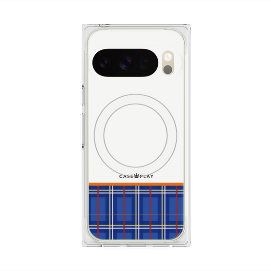 Premium Square Case with Pixelsnap［ CASEPLAY Tartan Check - Blue ］