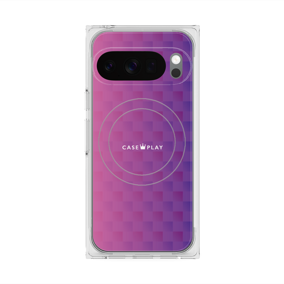 Premium Square Case with Pixelsnap［ CASEPLAY Check - Purple ］