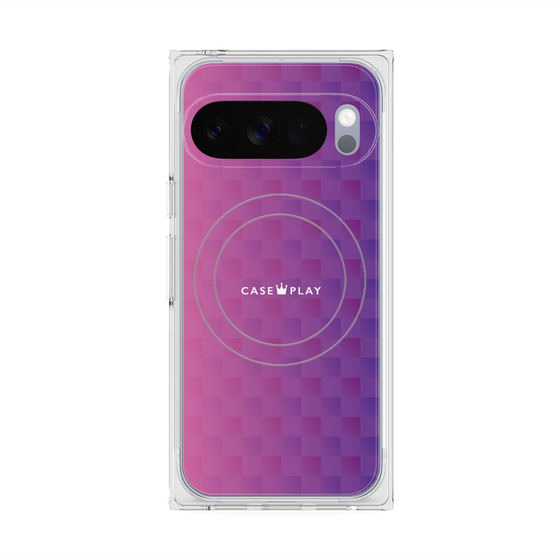 Premium Square Case with Pixelsnap［ CASEPLAY Check - Purple ］