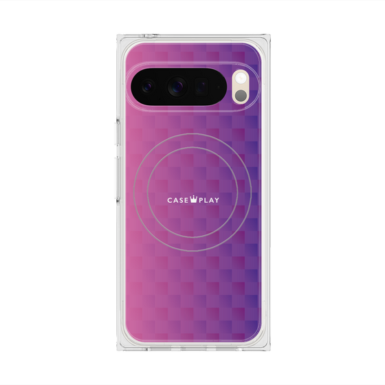 Premium Square Case with Pixelsnap［ CASEPLAY Check - Purple ］
