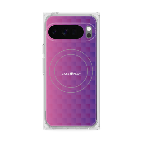 Premium Square Case with Pixelsnap［ CASEPLAY Check - Purple ］