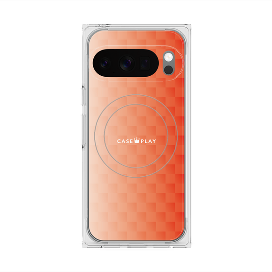 Premium Square Case with Pixelsnap［ CASEPLAY Check - Orange ］