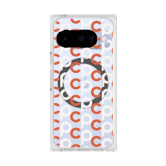 Premium Square Case with Pixelsnap［ Original - CASEPLAY Initial All-over Pattern - Orange ］