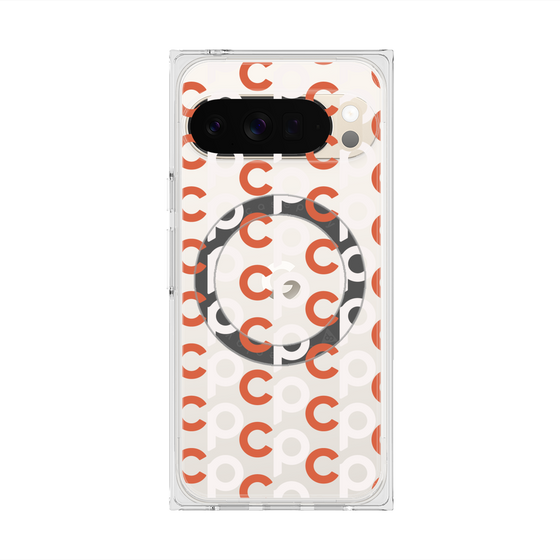 Premium Square Case with Pixelsnap［ Original - CASEPLAY Initial All-over Pattern - Orange ］
