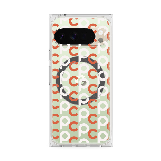 Premium Square Case with Pixelsnap［ Original - CASEPLAY Initial All-over Pattern - Orange ］