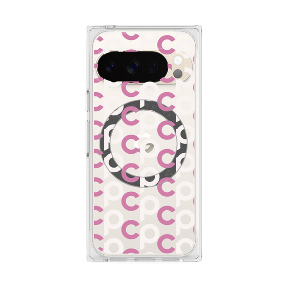 Premium Square Case with Pixelsnap［ Original - CASEPLAY Initial All-over Pattern - Pink ］