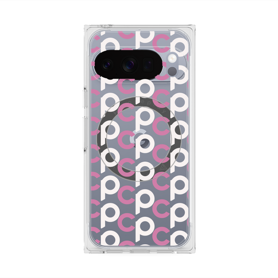 Premium Square Case with Pixelsnap［ Original - CASEPLAY Initial All-over Pattern - Pink ］