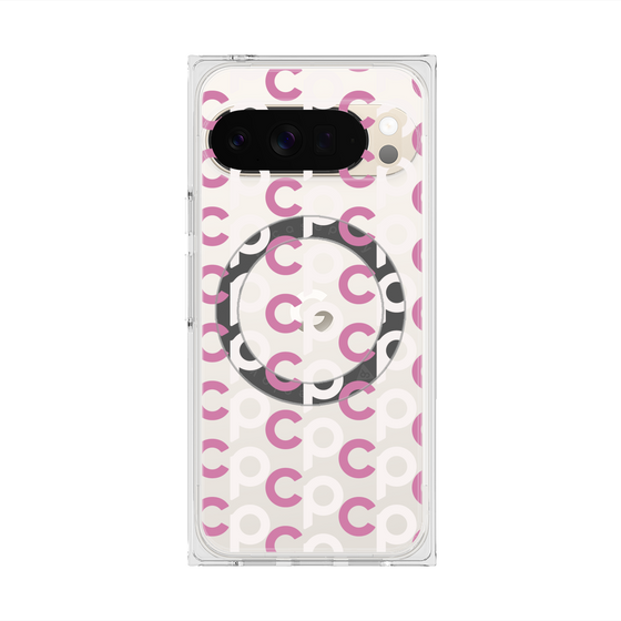 Premium Square Case with Pixelsnap［ Original - CASEPLAY Initial All-over Pattern - Pink ］