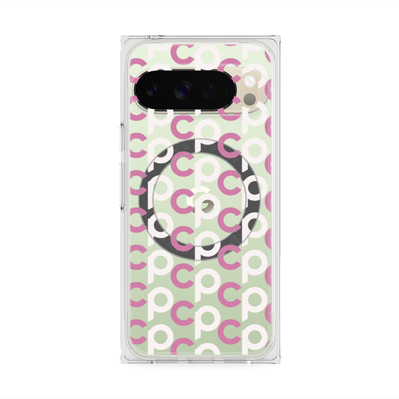 Premium Square Case with Pixelsnap［ Original - CASEPLAY Initial All-over Pattern - Pink ］