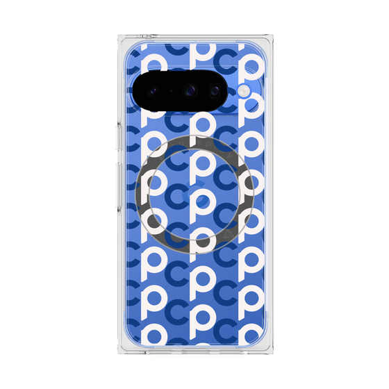Premium Square Case with Pixelsnap［ Original - CASEPLAY Initial All-over Pattern - Navy ］