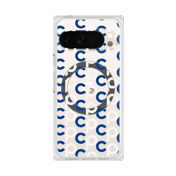 Premium Square Case with Pixelsnap［ Original - CASEPLAY Initial All-over Pattern - Navy ］