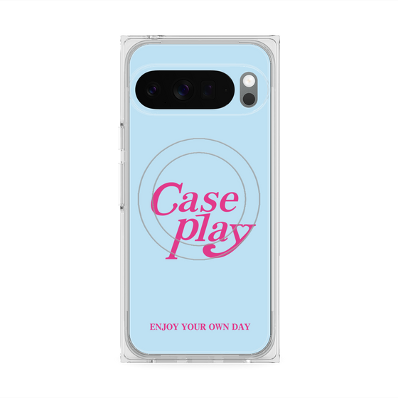 Premium Square Case with Pixelsnap［ Original - ENJOY YOUR OWN DAY - Light Blue ］