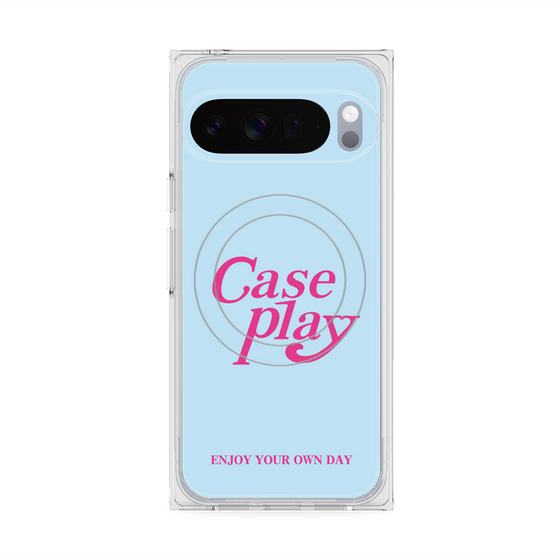 Premium Square Case with Pixelsnap［ Original - ENJOY YOUR OWN DAY - Light Blue ］