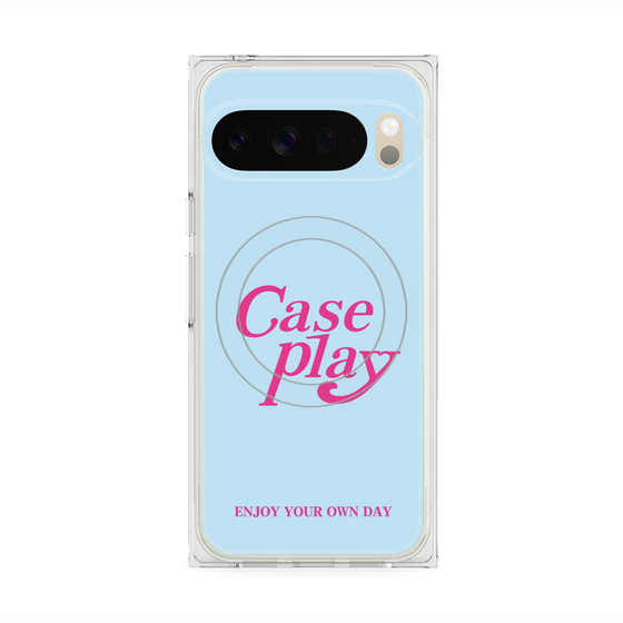 Premium Square Case with Pixelsnap［ Original - ENJOY YOUR OWN DAY - Light Blue ］